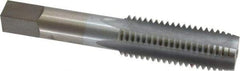 Made in USA - 3/4-10 UNC 4 Flute Chrome Finish High Speed Steel Straight Flute Standard Hand Tap - Plug, Right Hand Thread, 4-1/4" OAL, 2" Thread Length, H3 Limit, Oversize - Exact Industrial Supply