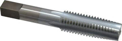 Made in USA - 3/4-10 UNC 4 Flute Chrome Finish High Speed Steel Straight Flute Standard Hand Tap - Taper, Right Hand Thread, 4-1/4" OAL, 2" Thread Length, H3 Limit, Oversize - Exact Industrial Supply