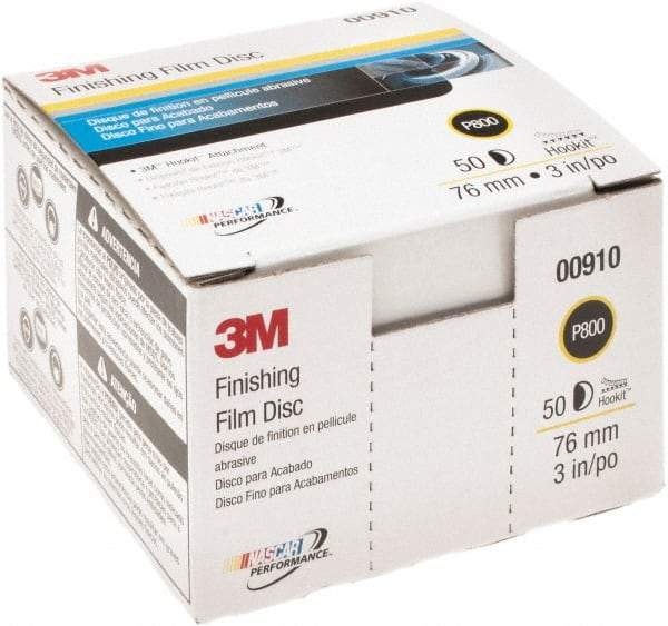 3M - 3" Diam, Aluminum Oxide Hook & Loop Disc - Fine Grade, Coated, Series 260L - Eagle Tool & Supply