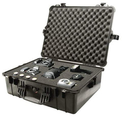 Pelican Products, Inc. - 19-23/64" Wide x 19-7/16" Deep x 8-51/64" High, Clamshell Hard Case - Black, Plastic - Eagle Tool & Supply