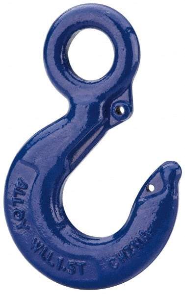 Value Collection - 6,000 Lb Capacity, Alloy Steel Eye Hook - 1.19" Hook Throat, 4.67" Reach, 1-1/4" Eye ID, 6.55" OAL, Plain Finish - Eagle Tool & Supply