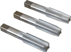 Made in USA - 7/8-9 UNC, 4 Flute, Bottoming, Plug & Taper, Chrome Finish, High Speed Steel Tap Set - Right Hand Cut, 4-11/16" OAL, 2-7/32" Thread Length, 2B/3B Class of Fit - Eagle Tool & Supply