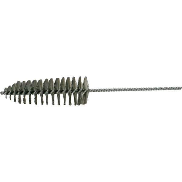 Brush Research Mfg. - 2-1/4" Diam Helical Stainless Steel Tube Brush - Single Spiral, 0.006" Filament Diam, 6-1/2" Brush Length, 14" OAL, 0.245" Diam Galvanized Steel Shank - Eagle Tool & Supply