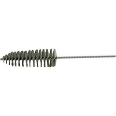 Brush Research Mfg. - 2-1/4" Diam Helical Stainless Steel Tube Brush - Single Spiral, 0.006" Filament Diam, 6-1/2" Brush Length, 14" OAL, 0.245" Diam Galvanized Steel Shank - Eagle Tool & Supply