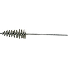 Brush Research Mfg. - 1.2" Diam Helical Stainless Steel Tube Brush - Single Spiral, 0.006" Filament Diam, 2-1/8" Brush Length, 10-1/2" OAL, 0.245" Diam Plastic Handle Shank - Eagle Tool & Supply