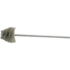 Brush Research Mfg. - 2.188" Diam Helical Stainless Steel Tube Brush - Single Spiral, 0.008" Filament Diam, 1-3/4" Brush Length, 10" OAL, 0.292" Diam Galvanized Steel Shank - Eagle Tool & Supply