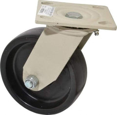 Value Collection - 6" Diam x 2" Wide x 7-1/2" OAH Top Plate Mount Swivel Caster - Polypropylene, 750 Lb Capacity, Roller Bearing, 4 x 4-1/2" Plate - Eagle Tool & Supply