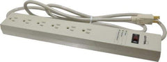 Leviton - 6 Outlets, 120 Volts, 15 Amps, 6' Cord, Power Outlet Strip - Free Hanging Mount, 5-15R NEMA Configuration, 15.06" Strip, cULus, UL Listed File 1449 - Eagle Tool & Supply