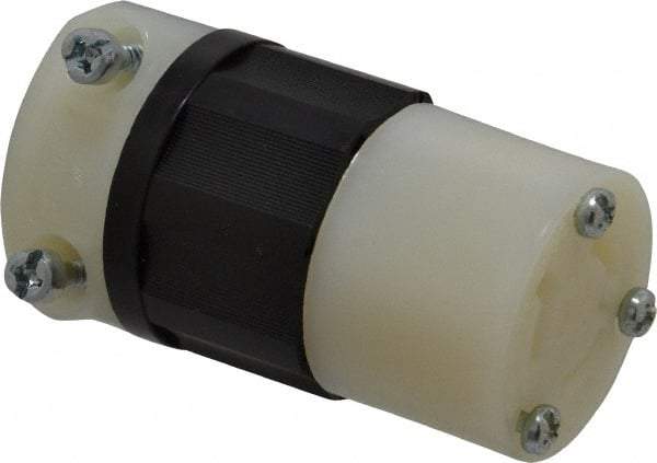 Leviton - 250 VAC, 15 Amp, L6-15R Configuration, Industrial Grade, Self Grounding Connector - 1 Phase, 2 Poles, 0.245 to 0.7 Inch Cord Diameter - Eagle Tool & Supply