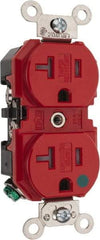 Leviton - 125 VAC, 20 Amp, 5-20R NEMA Configuration, Red, Hospital Grade, Self Grounding Duplex Receptacle - 1 Phase, 2 Poles, 3 Wire, Flush Mount, Tamper Resistant - Eagle Tool & Supply