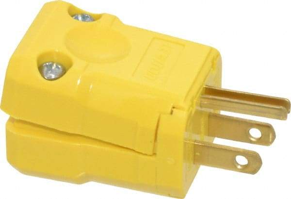 Leviton - 125 VAC, 15 Amp, 5-15P NEMA, Valise, Self Grounding, Industrial Grade Plug - 2 Pole, 3 Wire, 1 Phase, Nylon, Yellow - Eagle Tool & Supply