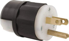 Leviton - 125 VAC, 15 Amp, 5-15P NEMA, Straight, Self Grounding, Industrial Grade Plug - 2 Pole, 3 Wire, 1 Phase, Nylon, Black, White - Eagle Tool & Supply