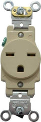 Leviton - 250 VAC, 15 Amp, 6-15R NEMA Configuration, Ivory, Industrial Grade, Self Grounding Single Receptacle - 1 Phase, 2 Poles, 3 Wire, Flush Mount, Impact Resistant - Eagle Tool & Supply