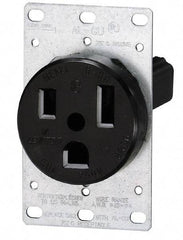 Leviton - 250 VAC, 30 Amp, 15-30R NEMA Configuration, Black, Industrial Grade, Self Grounding Single Receptacle - 3 Phase, 3 Poles, 4 Wire, Flush Mount, Tamper Resistant - Eagle Tool & Supply