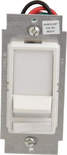 Leviton - 1 Pole, 120 VAC, 60 Hz, 600 Watt, Residential Grade, Rocker, Wall and Dimmer Light Switch - 1.73 Inch Wide x 4.13 Inch High, Incandescent - Eagle Tool & Supply