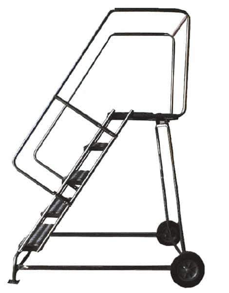 Ballymore - 133" 10 Step Ladder - 300 Lb Capacity, 100" Platform Height, 30" Base Width x 81" Depth, Heavy-Duty Serrated Grating - Eagle Tool & Supply