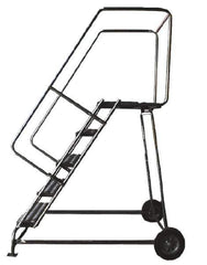 Ballymore - 113" 8 Step Ladder - Rolling Safety Ladder, 300 Lb Capacity, 80" Platform Height, 30" Base Width x 62" Depth, Solid Ribbed Tread - Eagle Tool & Supply