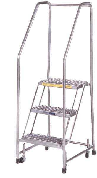 Ballymore - 49" 2 Step Ladder - 300 Lb Capacity, 19" Platform Height, 30" Base Width x 19" Depth, Heavy-Duty Serrated Grating - Eagle Tool & Supply