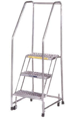 Ballymore - 68" 4 Step Ladder - Rolling Safety Ladder, 300 Lb Capacity, 38" Platform Height, 20" Base Width x 31" Depth, Heavy-Duty Serrated Grating - Eagle Tool & Supply