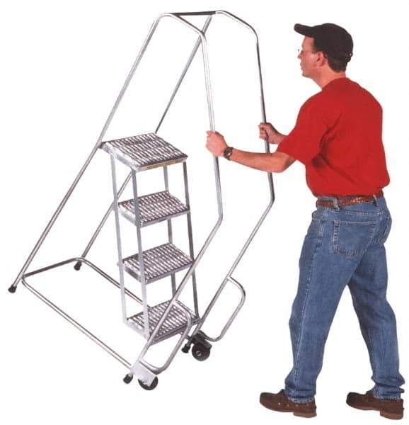 Ballymore - 96-1/2" 7 Step Ladder - 300 Lb Capacity, 66-1/2" Platform Height, 30" Base Width x 49" Depth, Heavy-Duty Serrated Grating - Eagle Tool & Supply