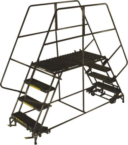 Ballymore - 68" 3 Step Double Entry Work Platform - Rolling Work Platform, 800 Lb Capacity, 30" Platform Height, 33" Base Width x 96" Base Depth, Grip Strut - Eagle Tool & Supply