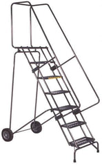 Ballymore - 83" 5 Step Ladder - 300 Lb Capacity, 50" Platform Height, 30" Base Width x 48" Depth, Heavy-Duty Serrated Grating - Eagle Tool & Supply