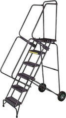 Ballymore - 93" 6 Step Ladder - 350 Lb Capacity, 60" Platform Height, 30" Base Width x 52" Base Depth, Expanded Metal Tread - Eagle Tool & Supply