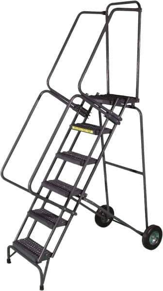 Ballymore - 93" 6 Step Ladder - 350 Lb Capacity, 60" Platform Height, 30" Base Width x 52" Base Depth, Heavy-Duty Serrated Grating - Eagle Tool & Supply