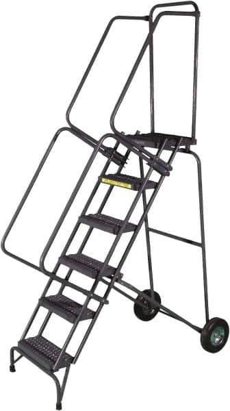 Ballymore - 93" 6 Step Ladder - 350 Lb Capacity, 60" Platform Height, 30" Base Width x 52" Base Depth, Perforated Tread - Eagle Tool & Supply