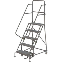 TRI-ARC - 83" 5 Step Ladder - 350 Lb Capacity, 47-1/2" Platform Height, 20" Base Width x 42" Depth, Perforated Tread - Eagle Tool & Supply