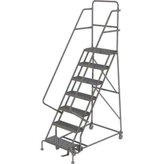 TRI-ARC - 103" 7 Step Ladder - 350 Lb Capacity, 70" Platform Height, 30" Base Width x 56" Depth, Heavy-Duty Serrated Grating - Eagle Tool & Supply