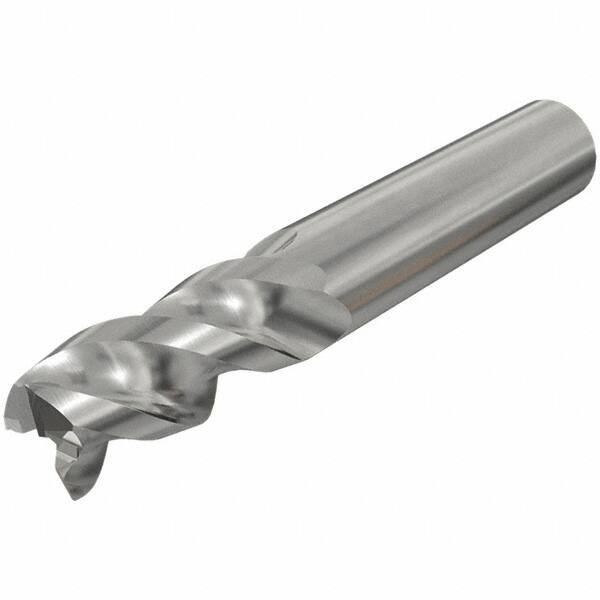 Iscar - 12mm, 25mm LOC, 12mm Shank Diam, 83mm OAL, 3 Flute, Solid Carbide Square End Mill - Single End, Uncoated, Spiral Flute, 45° Helix, Right Hand Cut, Right Hand Flute - Eagle Tool & Supply
