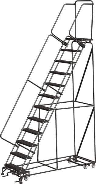 Ballymore - 153" 12 Step All-Directional Ladder - Rolling Safety Ladder, 450 Lb Capacity, 120" Platform Height, 32" Base Width x 87" Depth, Heavy-Duty Serrated Grating - Eagle Tool & Supply