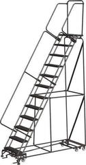 Ballymore - 153" 12 Step Ladder - Rolling Safety Ladder, 450 Lb Capacity, 120" Platform Height, 32" Base Width x 87" Depth, Abrasive Mat Tread - Eagle Tool & Supply