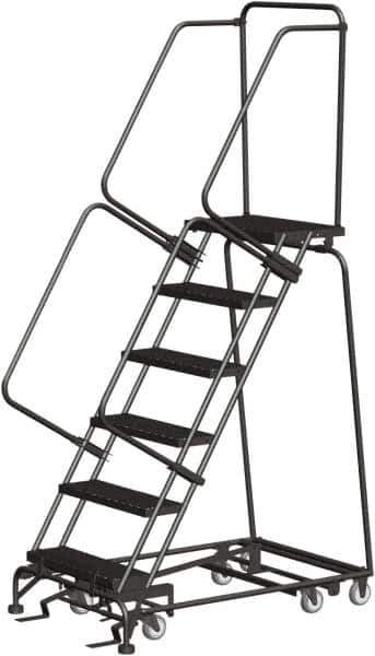 Ballymore - 93" 6 Step Ladder - Rolling Safety Ladder, 450 Lb Capacity, 60" Platform Height, 30" Base Width x 49" Depth, Expanded Metal Tread - Eagle Tool & Supply