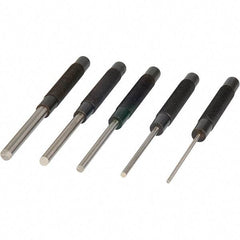 Mitutoyo - 5 Piece, 1/8 to 3/8", X-Long Punch - Round Shank, Comes in Plastic Sleeve - Eagle Tool & Supply