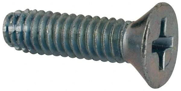 Value Collection - #8-32 UNC Thread, 5/8" OAL, #2 Phillips Drive Steel Thread Cutting Screw - Flat Head, Grade 1016-1024, Point Type F, Zinc-Plated Finish - Eagle Tool & Supply