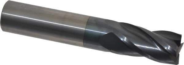 Hertel - 5/8", 1-1/4" LOC, 5/8" Shank Diam, 3-1/2" OAL, 4 Flute, Solid Carbide Square End Mill - Single End, AlTiN Finish, Spiral Flute, 30° Helix, Centercutting, Right Hand Cut, Right Hand Flute - Eagle Tool & Supply