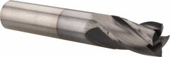 Hertel - 7/16", 5/8" LOC, 7/16" Shank Diam, 2-1/2" OAL, 4 Flute, Solid Carbide Square End Mill - Single End, TiCN Finish, Spiral Flute, 30° Helix, Centercutting, Right Hand Cut, Right Hand Flute - Eagle Tool & Supply