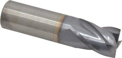 Hertel - 3/4", 1" LOC, 3/4" Shank Diam, 3" OAL, 4 Flute, Solid Carbide Square End Mill - Single End, TiCN Finish, Spiral Flute, 30° Helix, Centercutting, Right Hand Cut, Right Hand Flute - Eagle Tool & Supply