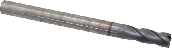 Hertel - 1/2", 1-1/2" LOC, 1/2" Shank Diam, 6" OAL, 4 Flute, Solid Carbide Square End Mill - Single End, TiCN Finish, Spiral Flute, 30° Helix, Centercutting, Right Hand Cut, Right Hand Flute - Eagle Tool & Supply