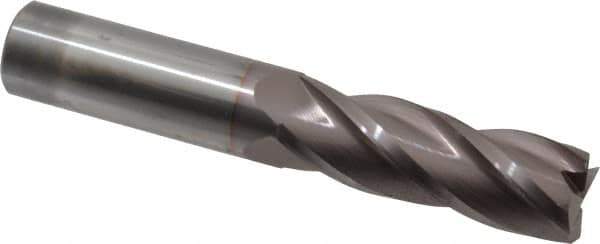 Hertel - 1", 3" LOC, 1" Shank Diam, 6" OAL, 4 Flute, Solid Carbide Square End Mill - Single End, TiCN Finish, Spiral Flute, 30° Helix, Centercutting, Right Hand Cut, Right Hand Flute - Eagle Tool & Supply