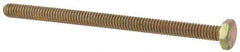 Made in USA - 1/4-20 UNC, 4" Length Under Head Hex Head Cap Screw - Fully Threaded, Grade 8 Alloy Steel, Zinc Yellow Dichromate Finish, 7/16" Hex - Eagle Tool & Supply