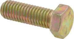 Made in USA - 1/2-13 UNC, 1-1/2" Length Under Head Hex Head Cap Screw - Fully Threaded, Grade 8 Alloy Steel, Zinc Yellow Dichromate Finish, 3/4" Hex - Eagle Tool & Supply