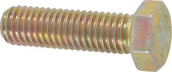 Made in USA - 1/2-13 UNC, 1-3/4" Length Under Head Hex Head Cap Screw - Fully Threaded, Grade 8 Alloy Steel, Zinc Yellow Dichromate Finish, 3/4" Hex - Eagle Tool & Supply