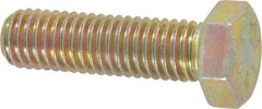 Made in USA - 1/2-13 UNC, 1-3/4" Length Under Head Hex Head Cap Screw - Fully Threaded, Grade 8 Alloy Steel, Zinc Yellow Dichromate Finish, 3/4" Hex - Eagle Tool & Supply