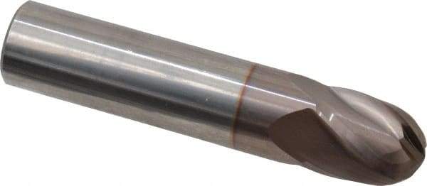 Hertel - 5/8" Diam, 3/4" LOC, 4 Flute Solid Carbide Ball End Mill - TiCN Finish, Single End, 3" OAL, 5/8" Shank Diam - Eagle Tool & Supply