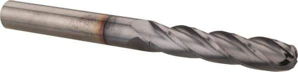 Hertel - 3/8" Diam, 1-3/4" LOC, 4 Flute Solid Carbide Ball End Mill - TiCN Finish, Single End, 4" OAL, 3/8" Shank Diam - Eagle Tool & Supply