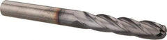 Hertel - 3/8" Diam, 1-3/4" LOC, 4 Flute Solid Carbide Ball End Mill - TiCN Finish, Single End, 4" OAL, 3/8" Shank Diam - Eagle Tool & Supply