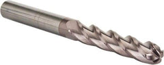 Hertel - 7/16" Diam, 2" LOC, 4 Flute Solid Carbide Ball End Mill - AlTiN Finish, Single End, 4" OAL, 7/16" Shank Diam, Spiral Flute - Eagle Tool & Supply